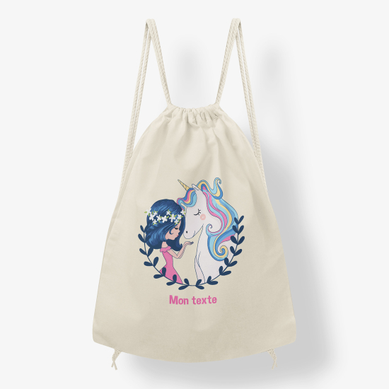 Personalized Drawstring Backpack for Kids - Unicorn