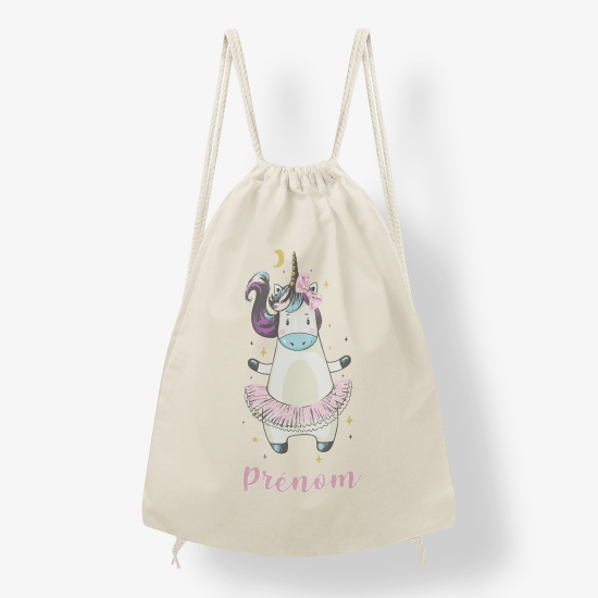 Personalized Drawstring Backpack for Kids - Unicorn cow