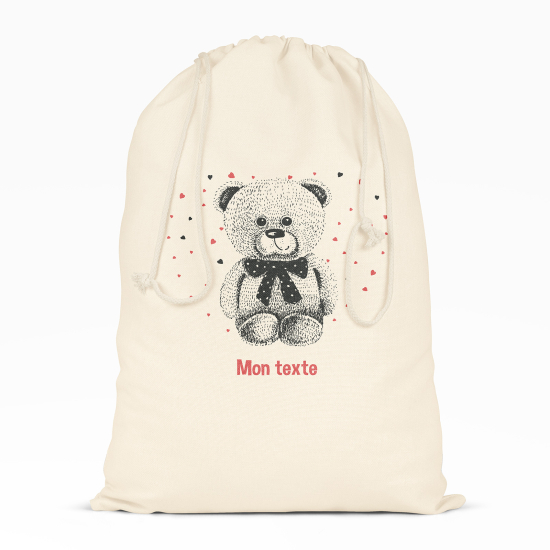 Personalized Drawstring bag for Kids - Bear hearts