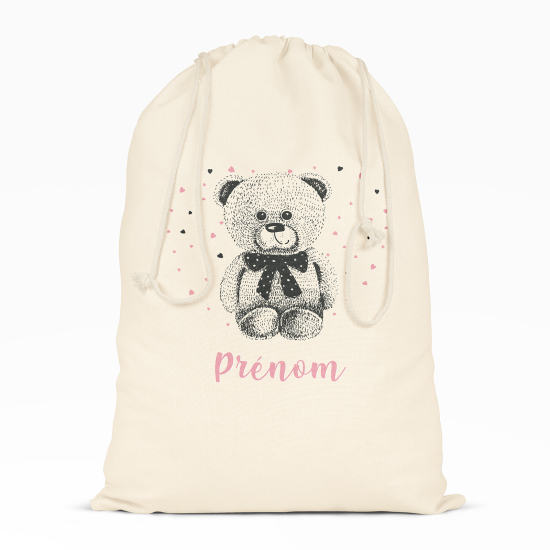 Personalized Drawstring bag for Kids - Bear hearts