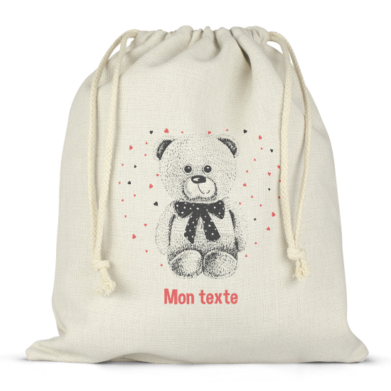 Personalized drawstring bag for kids - Bear hearts