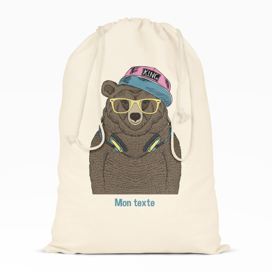 Personalized Drawstring bag for Kids - Bear music