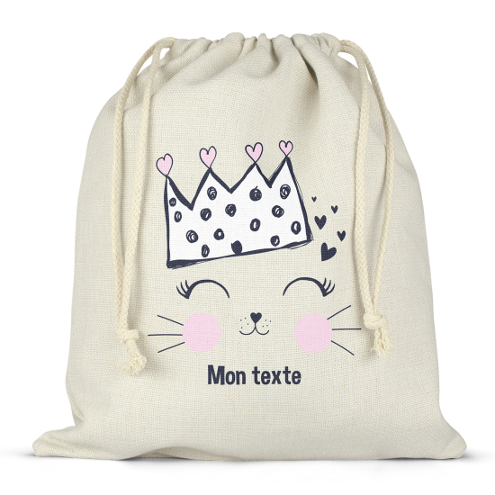 Personalized drawstring bag for kids - Cat queen