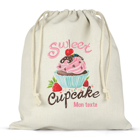 Personalized drawstring bag for kids - Cupcake