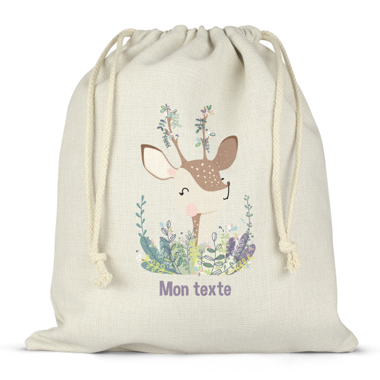 Personalized drawstring bag for kids - Fawn