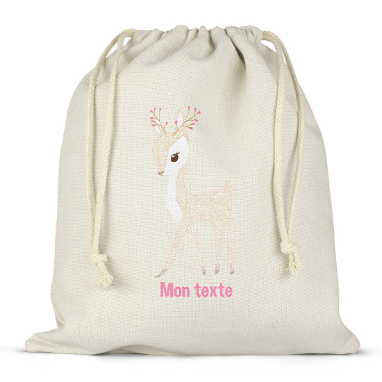 Personalized drawstring bag for kids - Fawn