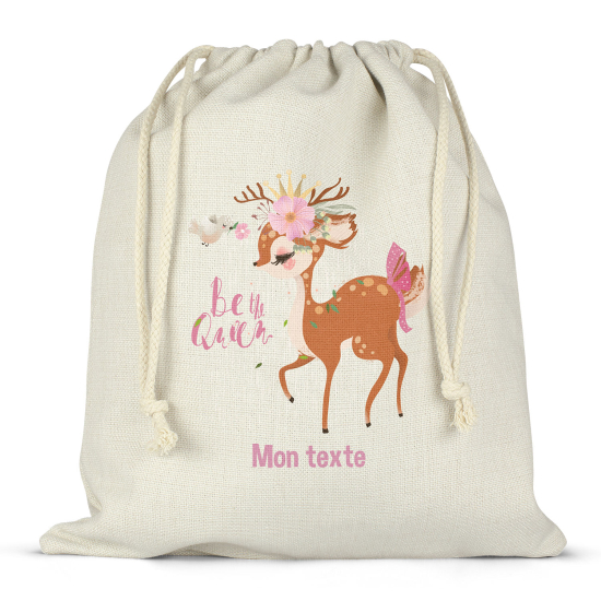 Personalized drawstring bag for kids - Fawn be the queen