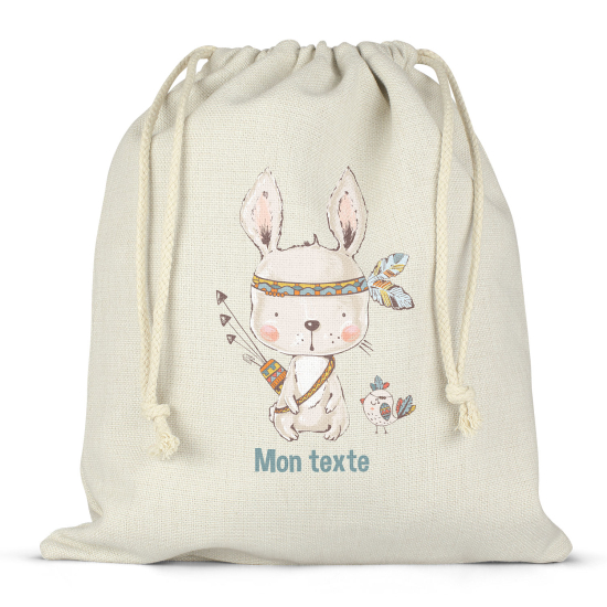 Personalized drawstring bag for kids - Indian rabbit