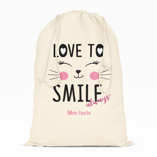 Personalized Drawstring bag for Kids - Love to smile always