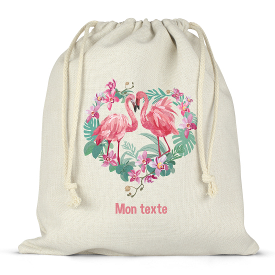 Personalized drawstring bag for kids - Pink flamingos