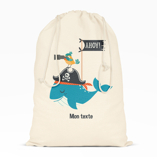 Personalized Drawstring bag for Kids - Pirate Whale