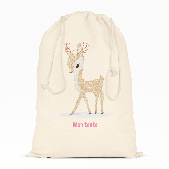 Personalized Drawstring bag for Kids - Pretty fawn