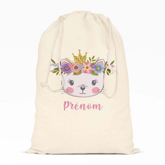 Personalized Drawstring bag for Kids - Princess cat