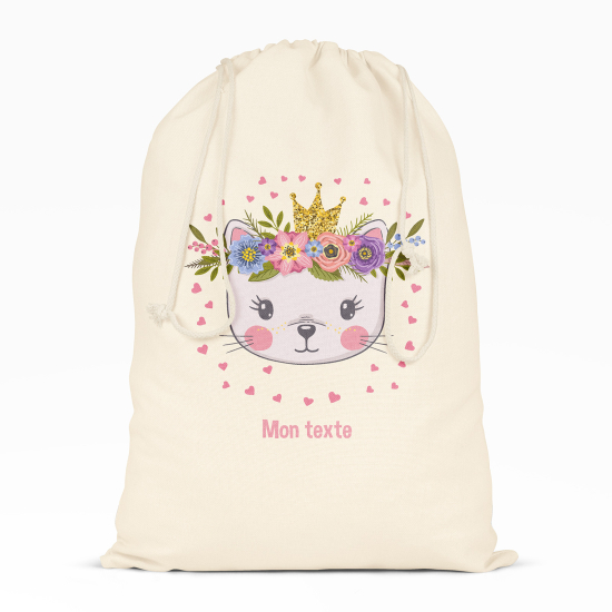 Personalized Drawstring bag for Kids - Princess Cat