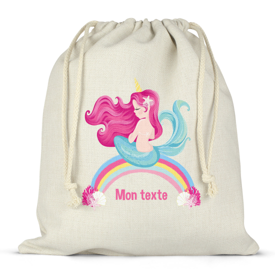 Personalized drawstring bag for kids - Rainbow Siren