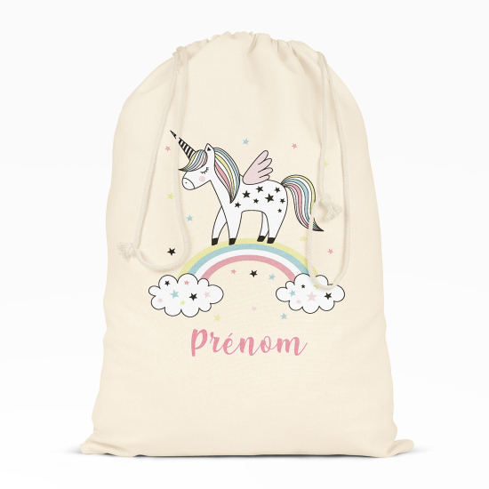 Personalized Drawstring bag for Kids - Rainbow Unicorn