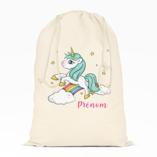 Personalized Drawstring bag for Kids - Rainbow Unicorn