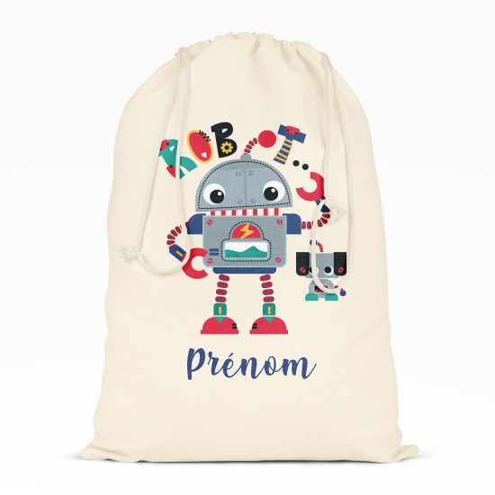 Personalized Drawstring bag for Kids - Robots