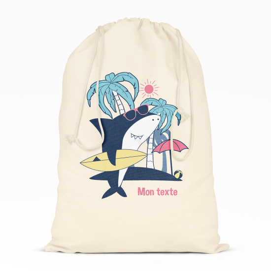 Personalized Drawstring bag for Kids - Shark surf