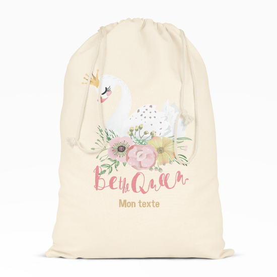 Personalized Drawstring bag for Kids - Swan Be the queen