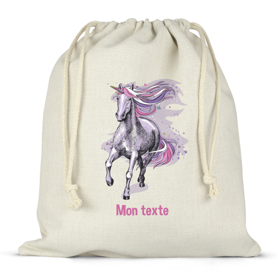 Personalized drawstring bag for kids - Unicorn