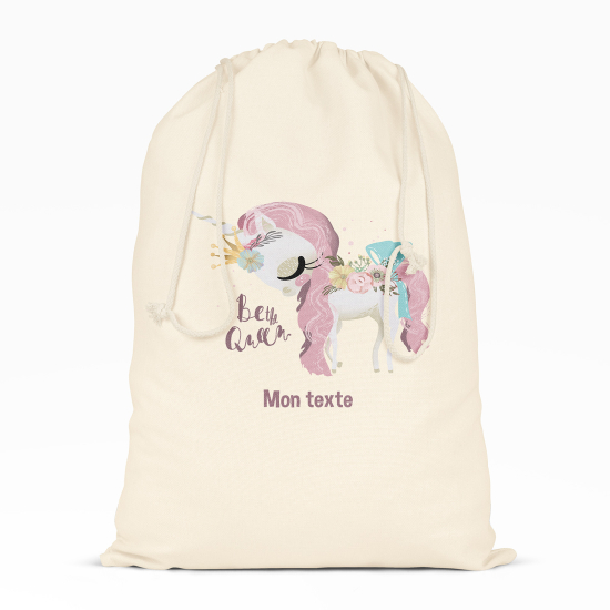 Personalized Drawstring bag for Kids - Unicorn Be the queen