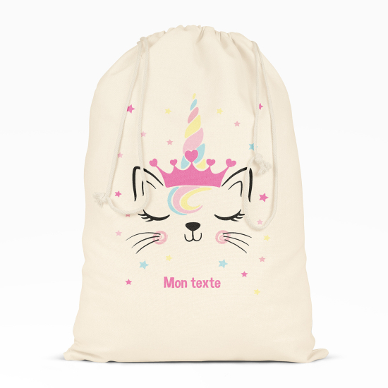 Personalized Drawstring bag for Kids - Unicorn cat