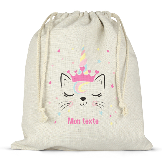 Personalized drawstring bag for kids - Unicorn cat