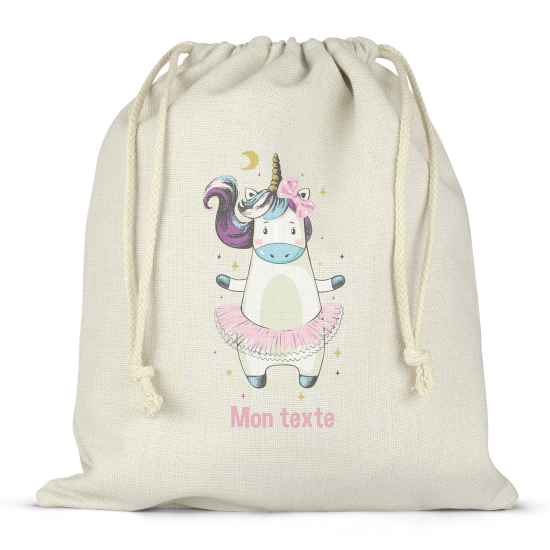 Personalized drawstring bag for kids - Unicorn Dancer