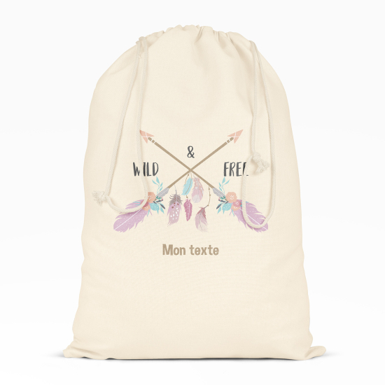 Personalized Drawstring bag for Kids - Wild and free