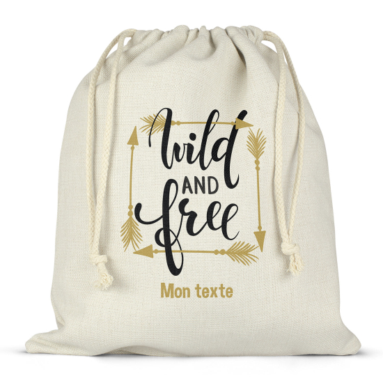 Personalized drawstring bag for kids - Wild & free feathers