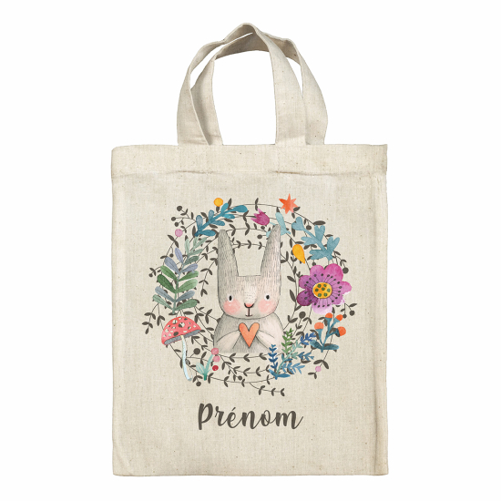 Personalized Easter bag - Rabbit flowers