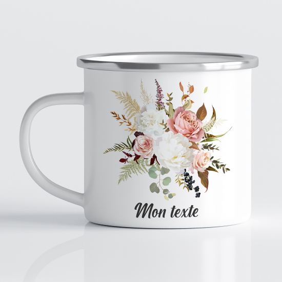 Personalized Enamel Mug - Flowers