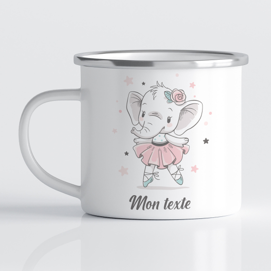 Personalized Enamel Mug for Kids - Ballerina Elephant