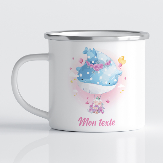 Personalized Enamel Mug for Kids - Balloon Whale