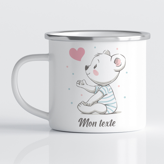 Personalized Enamel Mug for Kids - Bear Heart