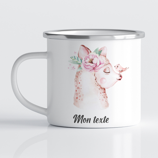 Personalized Enamel Mug for Kids - Bird Lama