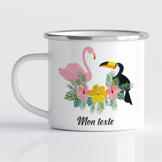 Personalized Enamel Mug for Kids - Birds Flowers