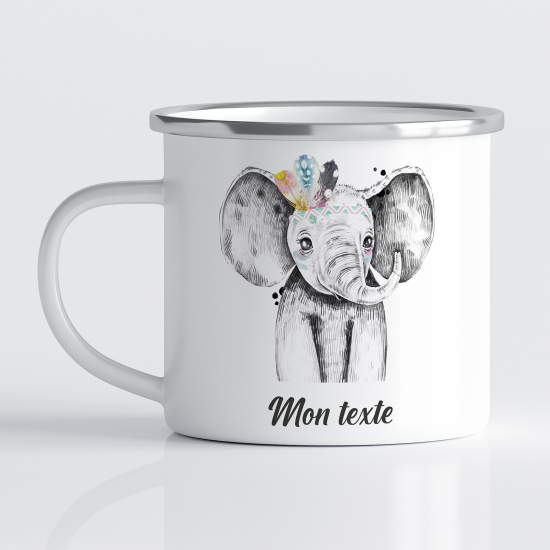 Personalized Enamel Mug for Kids - Elephant