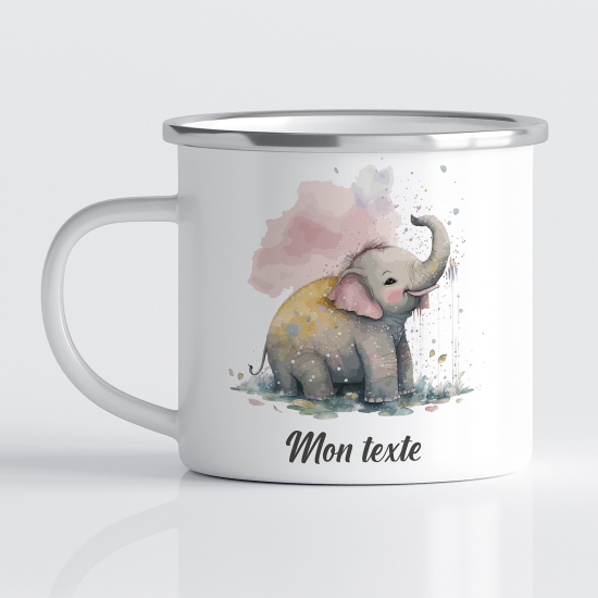 Personalized Enamel Mug for Kids - Elephant