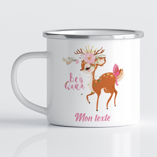 Personalized Enamel Mug for Kids - Fawn Be the Queen