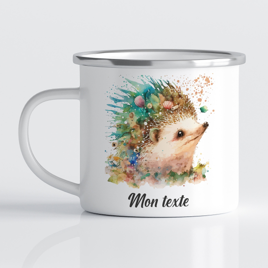 Personalized Enamel Mug for Kids - Hedgehog