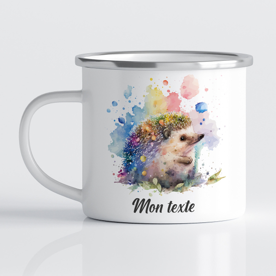 Personalized Enamel Mug for Kids - Hedgehog