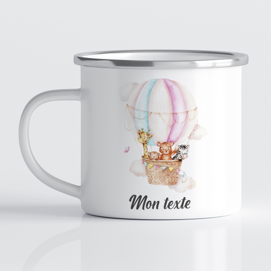 Personalized Enamel Mug for Kids - Hot Air Balloon Animals