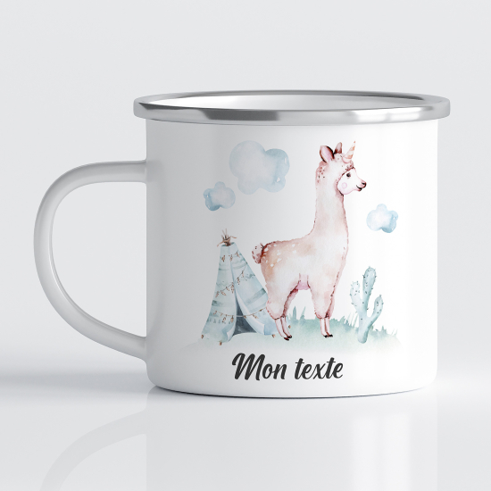 Personalized Enamel Mug for Kids - Indian Lama