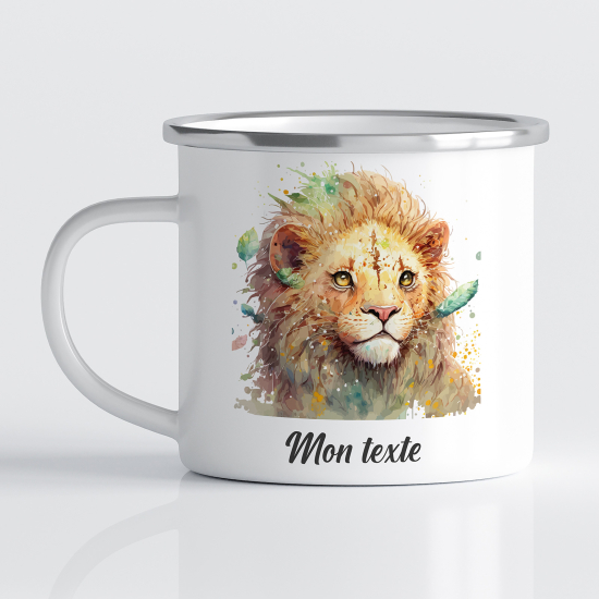 Personalized Enamel Mug for Kids - Lion