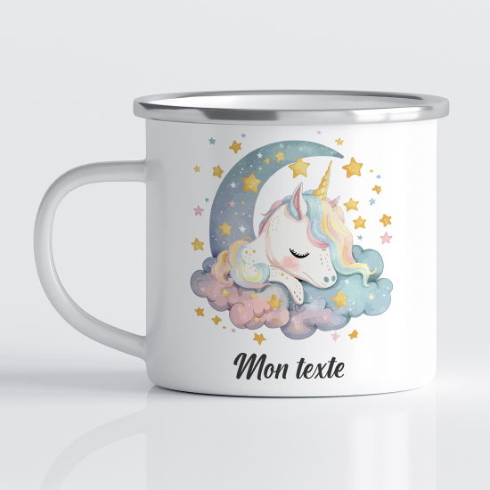 Personalized Enamel Mug for Kids - Moon Unicorn