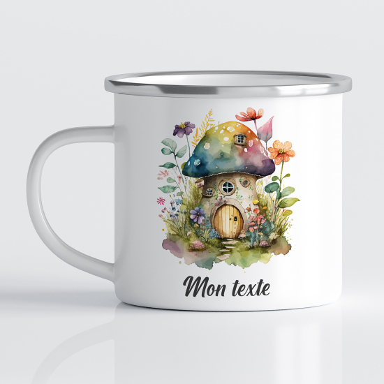 Personalized Enamel Mug for Kids - Mushroom House