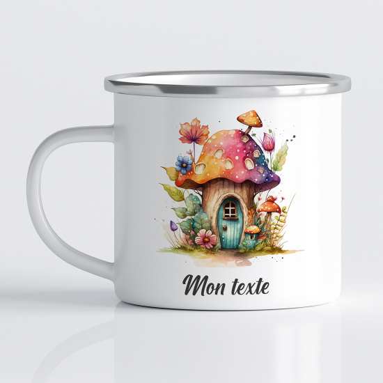 Personalized Enamel Mug for Kids - Mushroom House