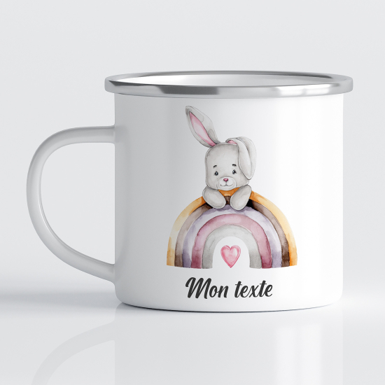 Personalized Enamel Mug for Kids - Rainbow Rabbit